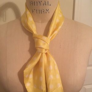 Vintage Yellow & White Polka Dot Scarf W/ Points